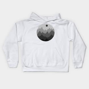 Monochromatic Grey Mountain Range in a Circle Kids Hoodie